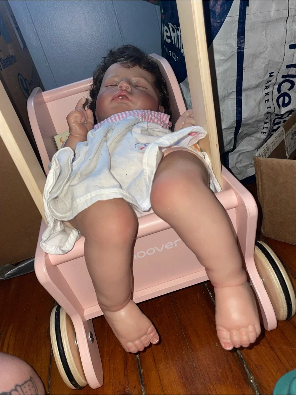 Reborn Sleeping Baby Doll in Pink and White Outfit